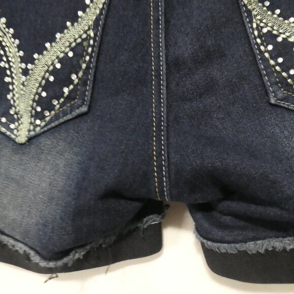 ROXY JEANS | size 26 | Denim Shorts | Rolled Bottom Hem | Stitched Back Pockets - Picture 13 of 14